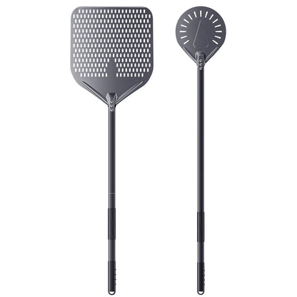 CUTEDATE 2 Piece Pizza Peel Set, 14 Inch Perforated 47.2INCH / 120CM, Gray