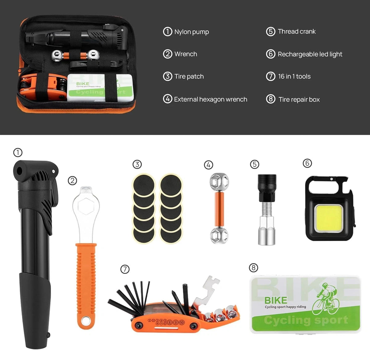 MORITAS PET Bike Repair Kit 9.0 Inches X 3.0 X 2.2", Black And Orange