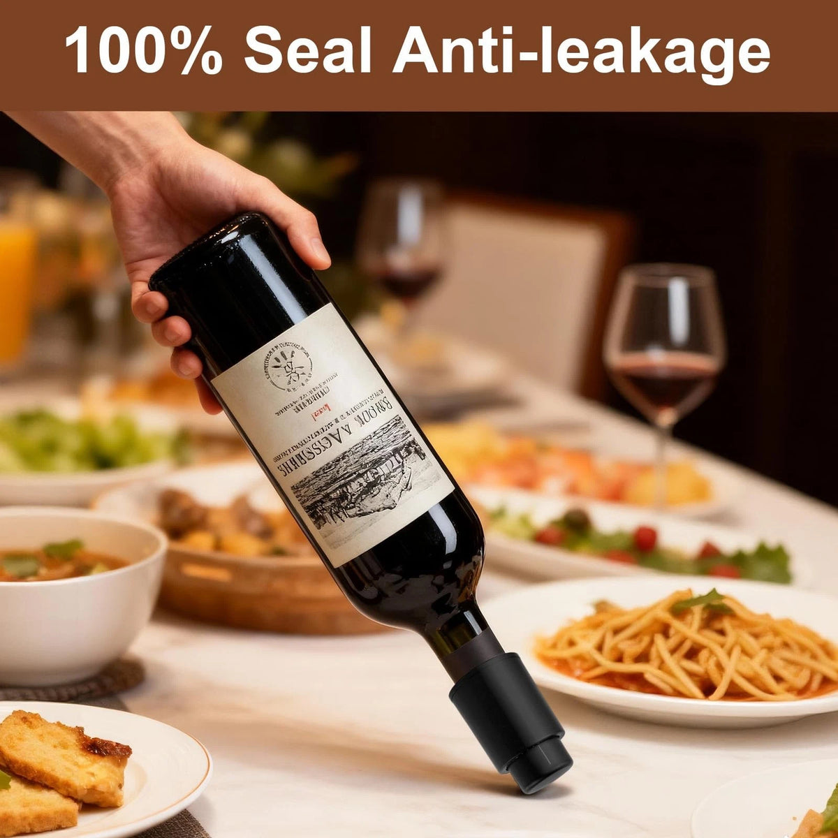 [2 PACK] Premium Vacuum Wine Preserver 1.96 x x 3.14inches, Black
