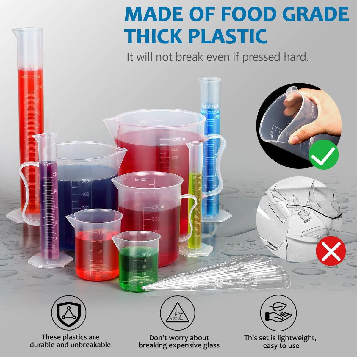 moveland Upgraded Plastic Graduated Cylinder 1000 milliliters, Transparent