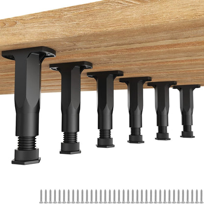 6 PCS Adjustable Bed Frame Support Legs (5.1"-8.3") - 6 5.1"-8.3", Black