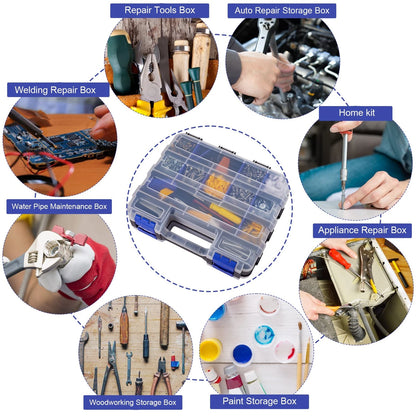 Small Parts Storage Case Tools Box Organizer Double Side 34 1 PACK, Blue