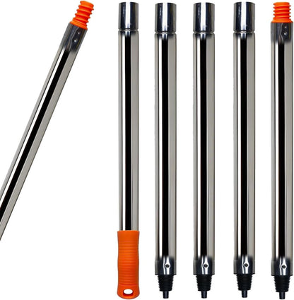 5 PCS Total 6.5 Ft Extension Pole, Paint Roller Stainless-Steel Orange