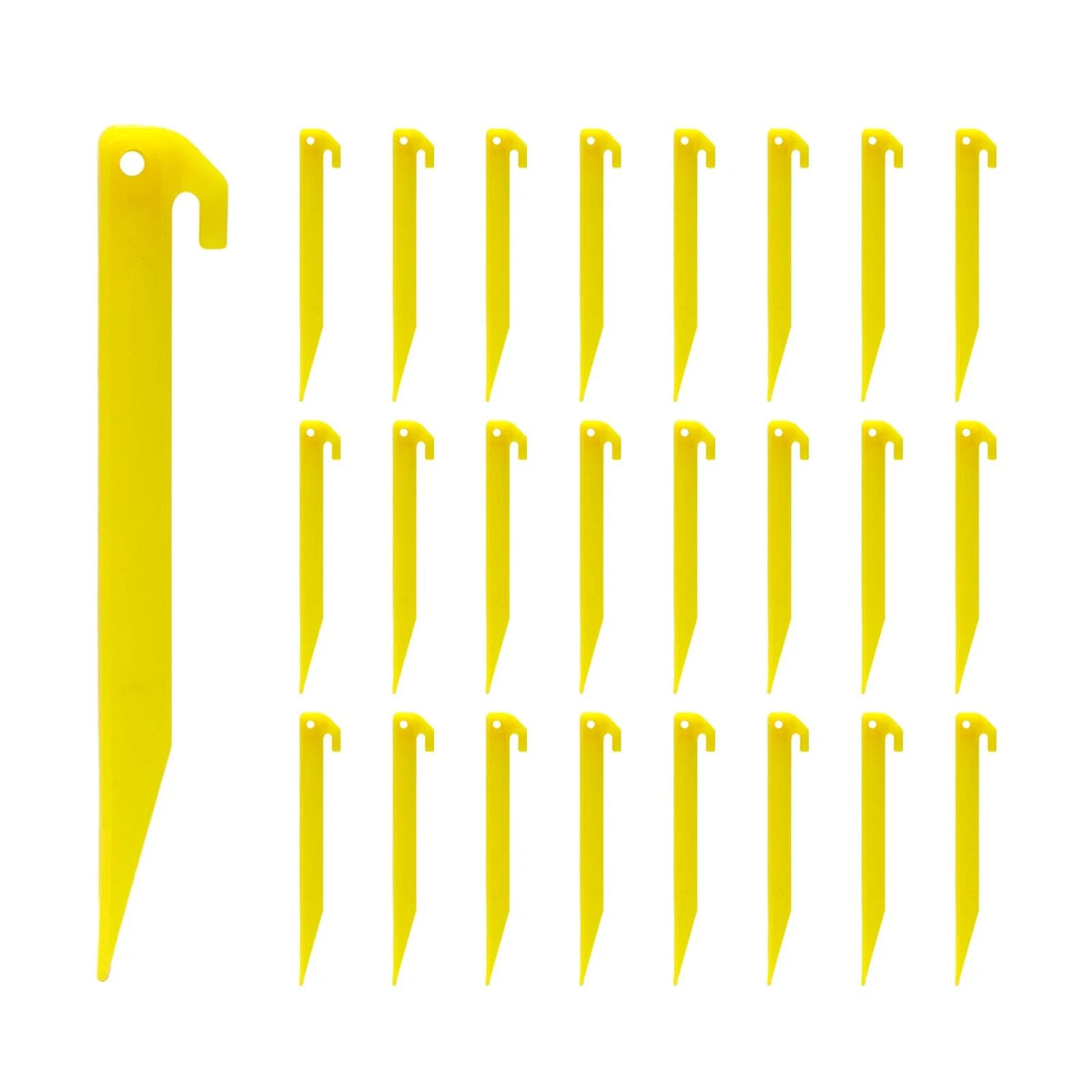 GDLPZM 24pcs 9 inches Plastic Tent Pegs Durable Spike Hook Awning Yellow
