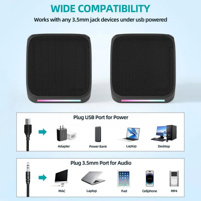 1 Pair Durable Small Desktop Speakers for Computer with Very Loud Clear Sound