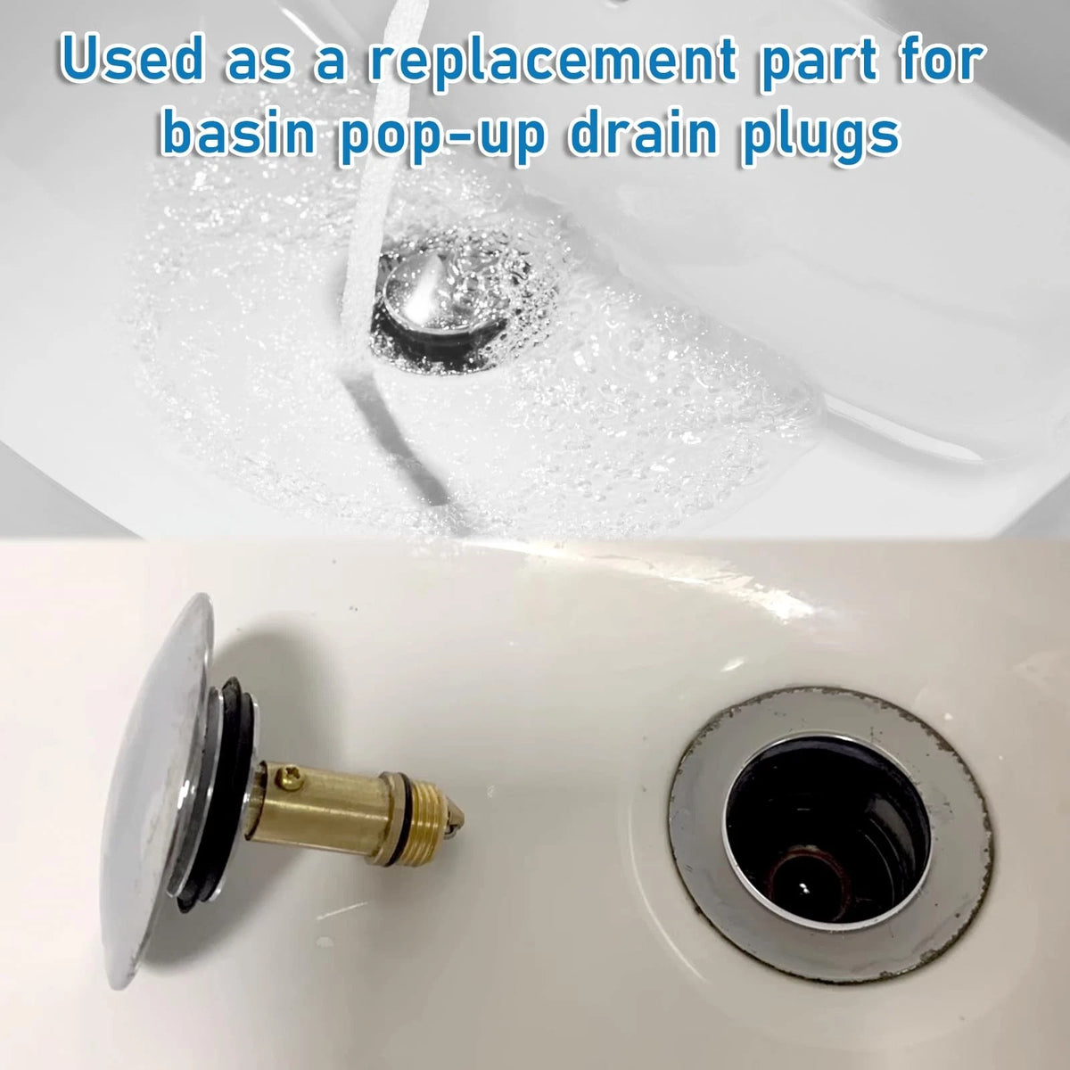 2 Pcs Basin Sink Clicker Pop Up Tub Drain Stopper Gold