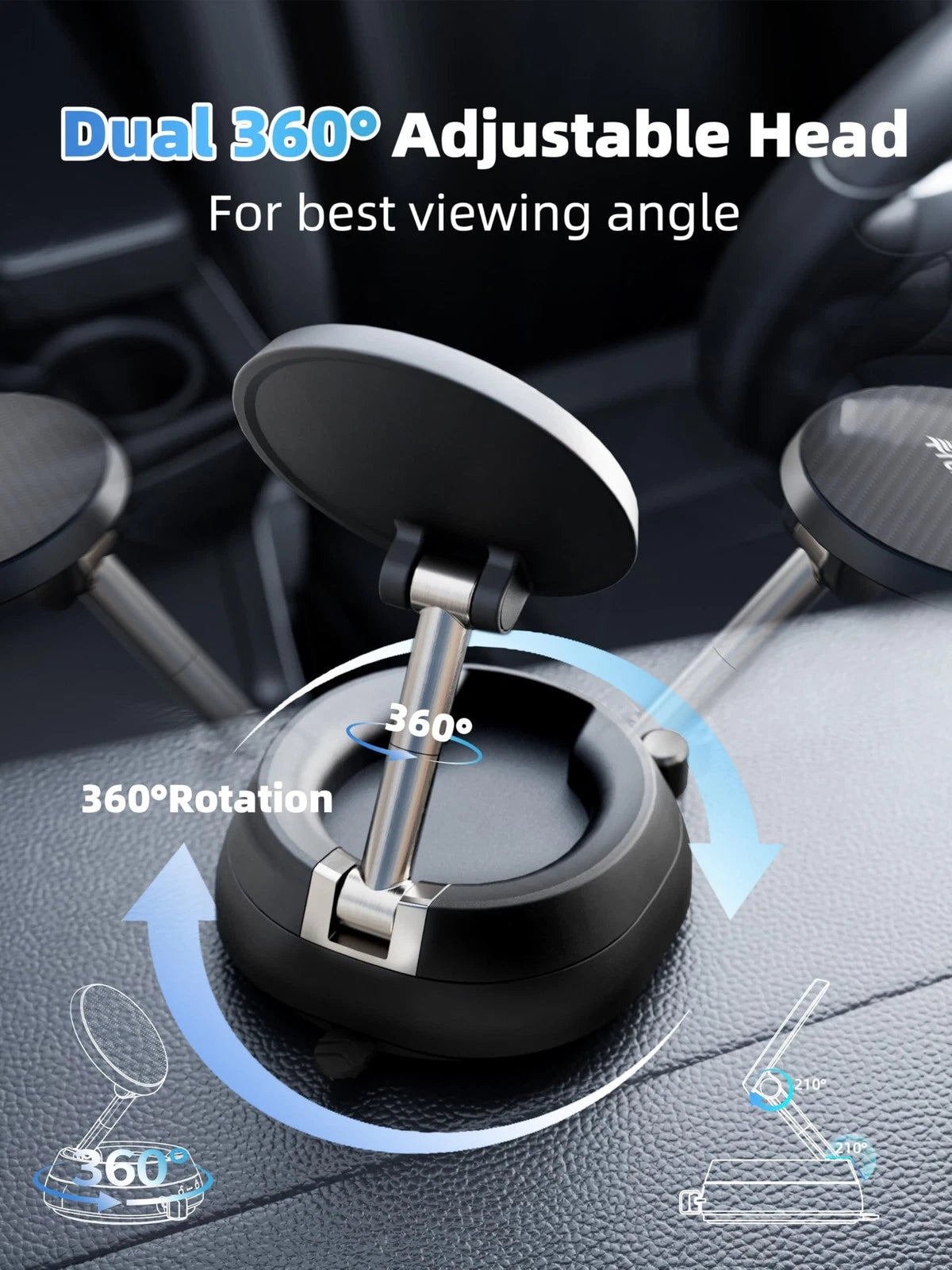 Treligate 2026 Upgraded Vacuum Magnetic Phone Holder, [108+ LBS] Heavy Black