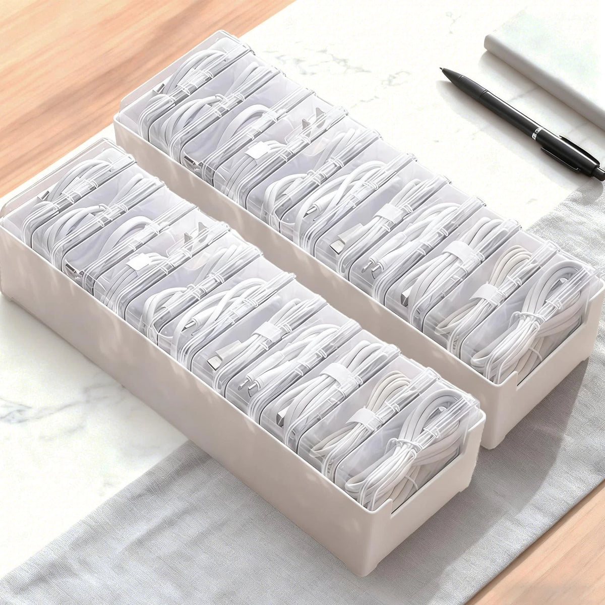 2 Pcs 11 Box Cable Organizer Storage 30x10x6cm/11.87*3.9x2.36 inches, Clear