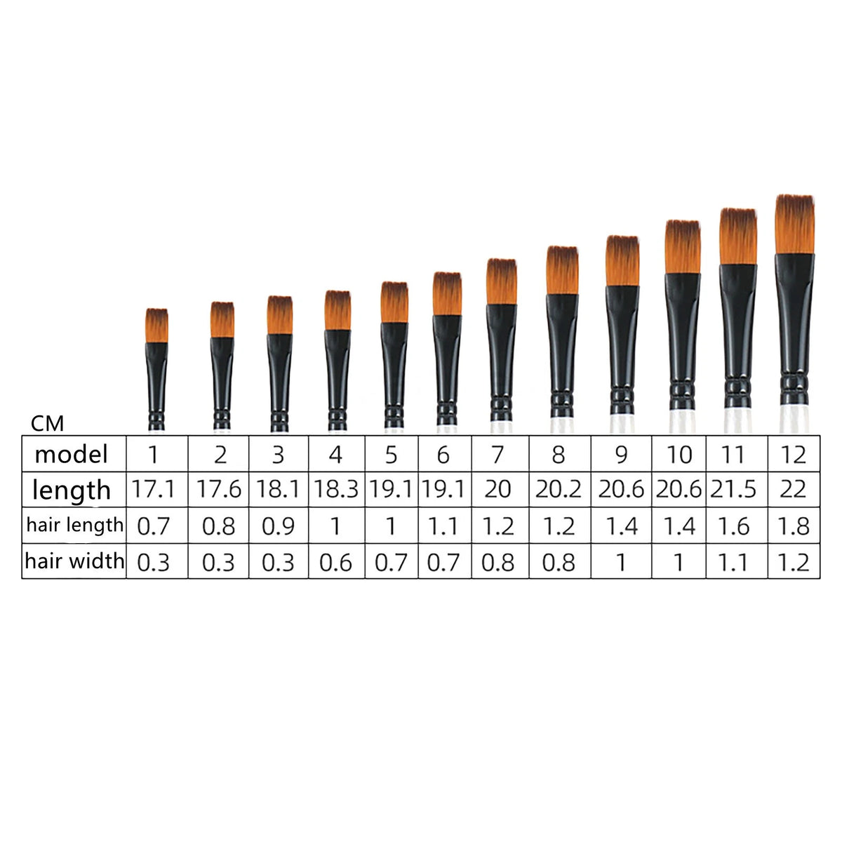 12Pcs Nylon Wool Artist Paint Brushes Fit For Watercolour Acrylic Gouache Tool