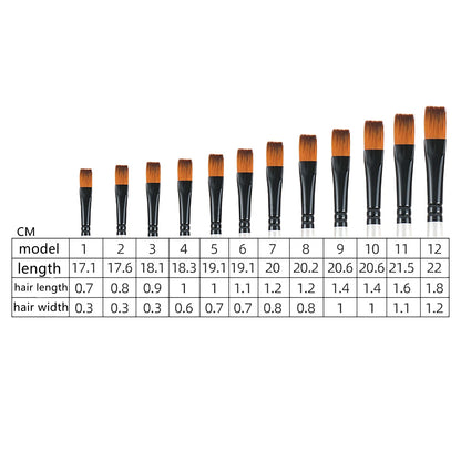 12Pcs Nylon Wool Artist Paint Brushes Fit For Watercolour Acrylic Gouache Tool
