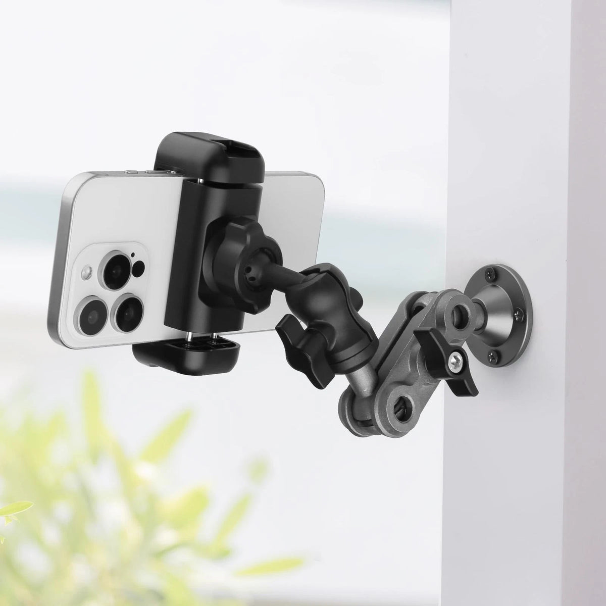 Wall Mount Phone Holder Drilling Base 3.5-7.5 inches (diagonal screen), Black