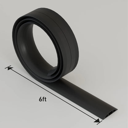 D-Line 6ft Floor Cord Cover, Cable Protector, Hide Extension 6 Feet, Black