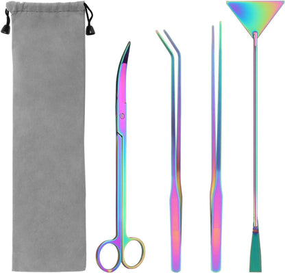 4 in 1 Quarium Aquascape Tools Kits, Anti-Rust Stainless Steel Multicolor