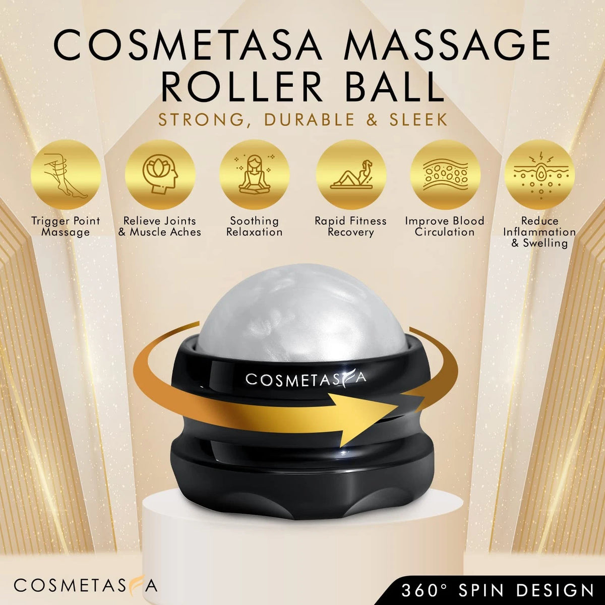 Cosmetasa Massage Roller Ball- Soothes Back, Shoulder, and Foot. Self, White