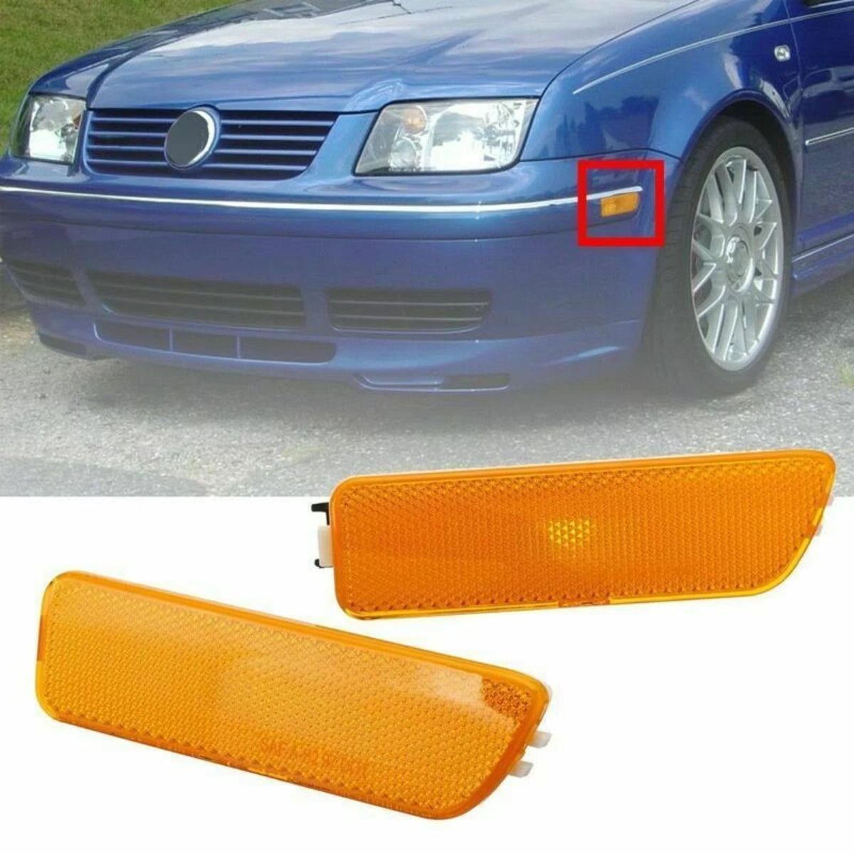 Side Marker Turn Light Lamp For VW GOLF JETTA MK4 1999-05 2xFront Bumper F