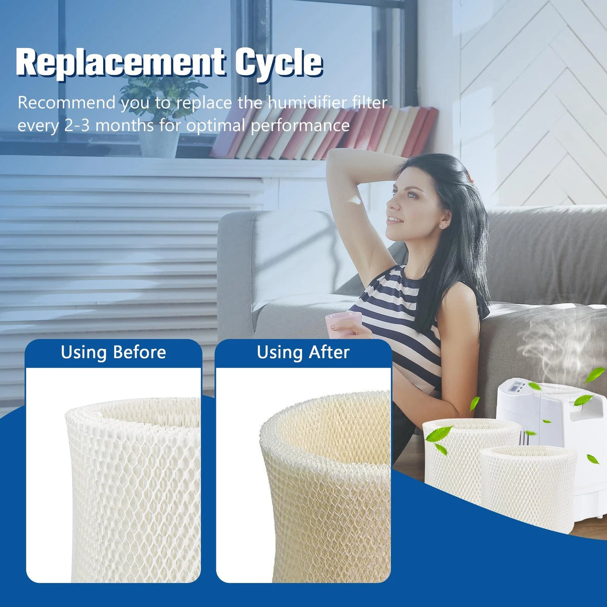 Funmit MAF2 Humidifier Wick Filter (2 Pack) Replacement Compatible with White