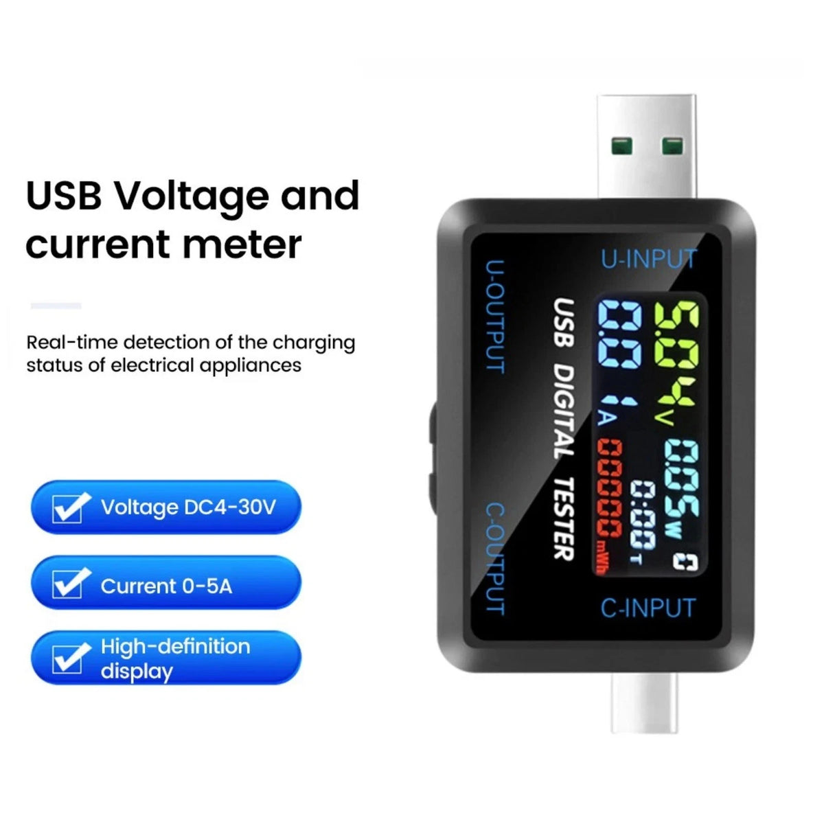 Accessory USB Type C Multimeter Tester for Charger Data Cable Power Bank Test