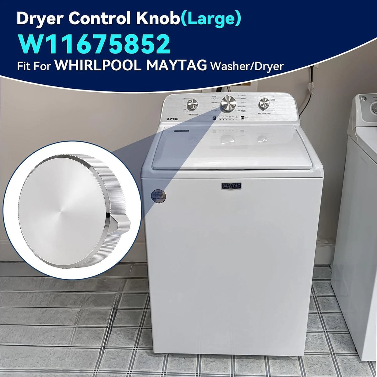 W11675852 Dryer Knob Replacement for Maytag, Large Control Knob...