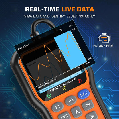 BluSon YM319 OBD2 Scanner Diagnostic Tool with Battery Tester, Check Orange