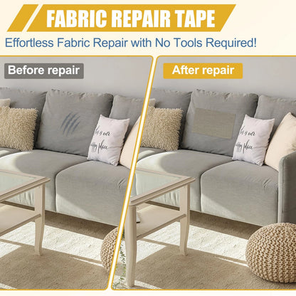 Fabric Repair Tape Kit, Self-Adhesive Linen Patch 4" x 80", Grey