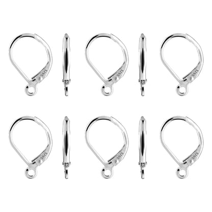 10pcs 925 Sterling Silver Leverback French Earring 16 x 10 mm, 10PCS-Silver