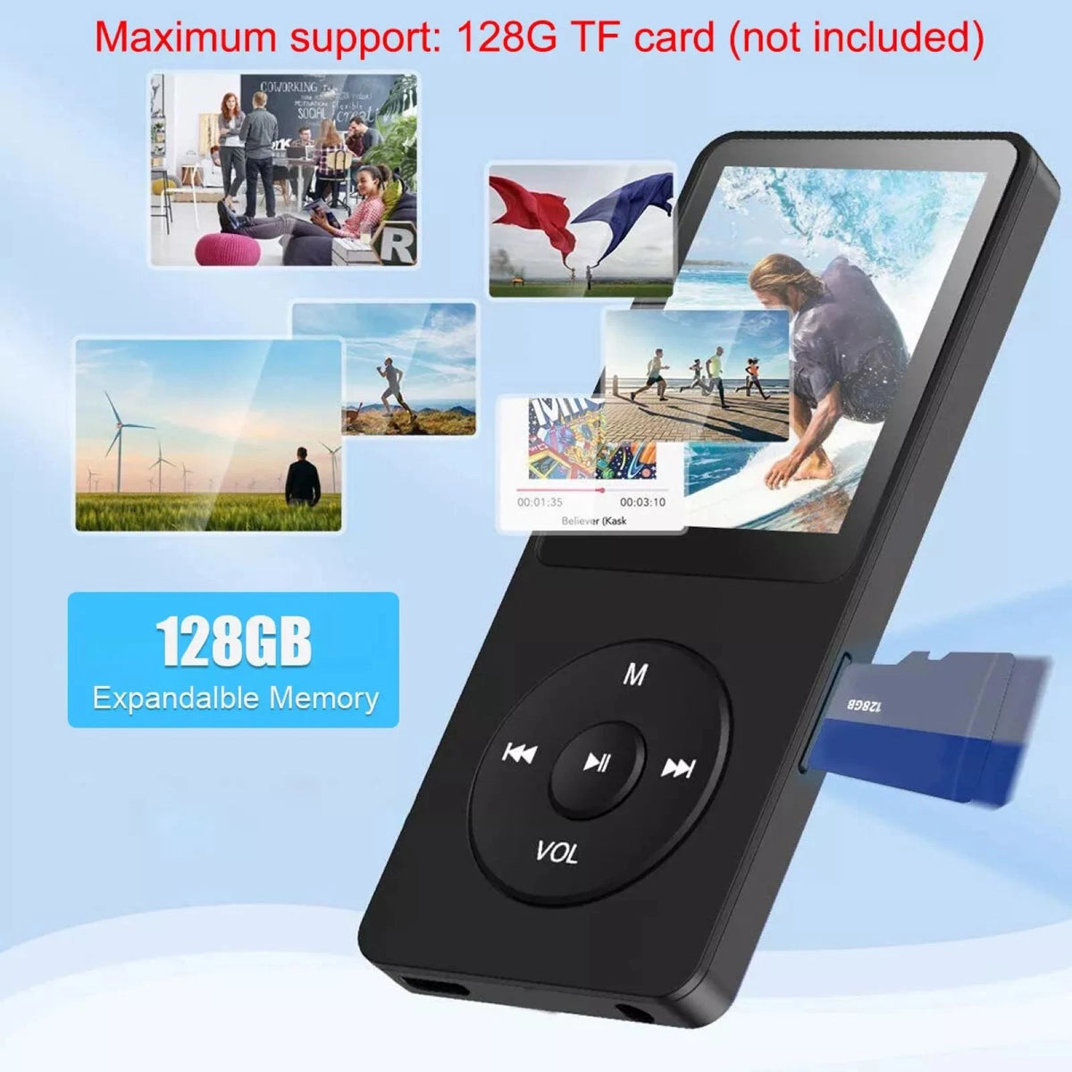 High Quality MP3 Player BT 5.0 HiFi Lossless Sound Remote HD Voice Recorder