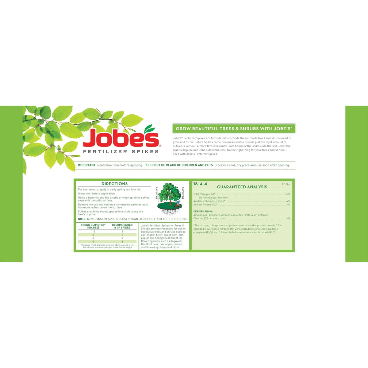Jobe’s Slow Release Tree and Shrub Fertilizer Spikes, Easy 5 Green