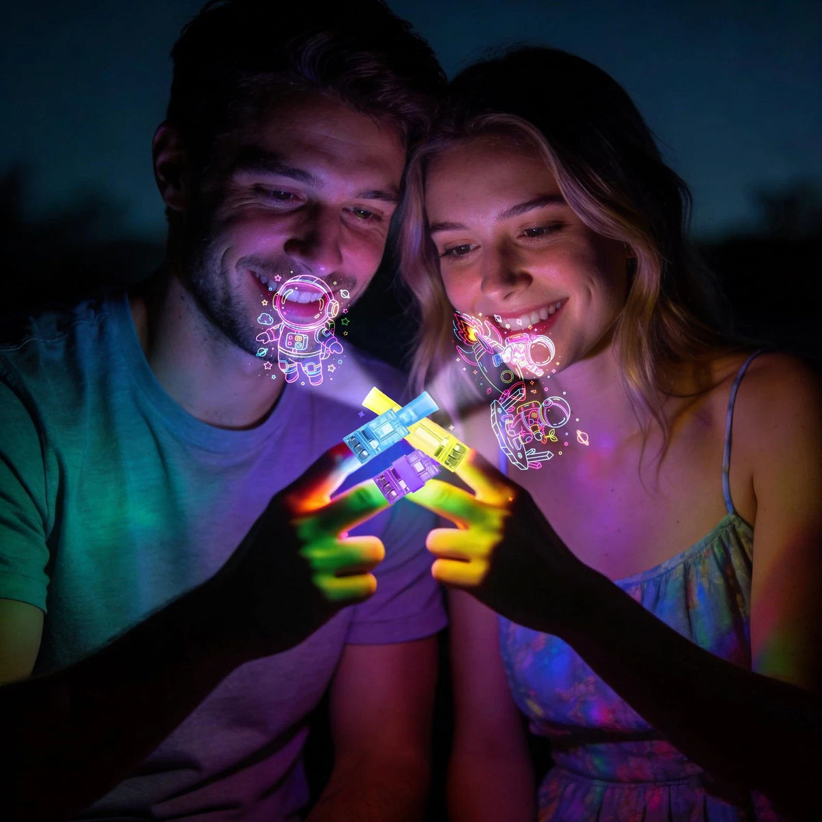 CHSLtmxq 24PCS Space Finger Lights Party Favors, 8 Designs Light Up 24pcs