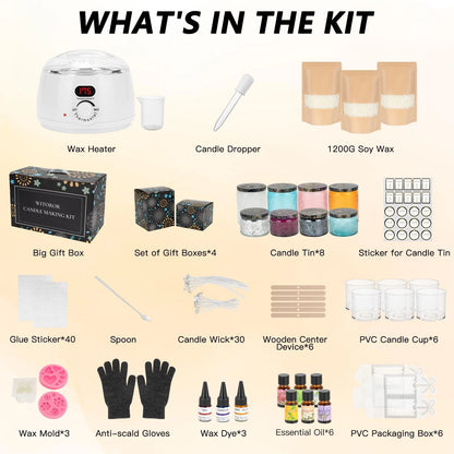 WITOROR Candle Making Kit, Scented Candles Small to Medium, White Melt Warmer