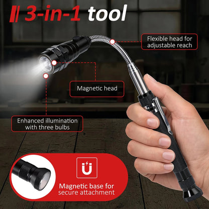 Magnetic Pickup Tool with LED Flashlight, Telescoping Magnet Tool, Father's...