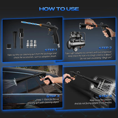 BRNMLD Car Cleaning Gun Detailing Interior Dryer Air Blow Gun, High Blue