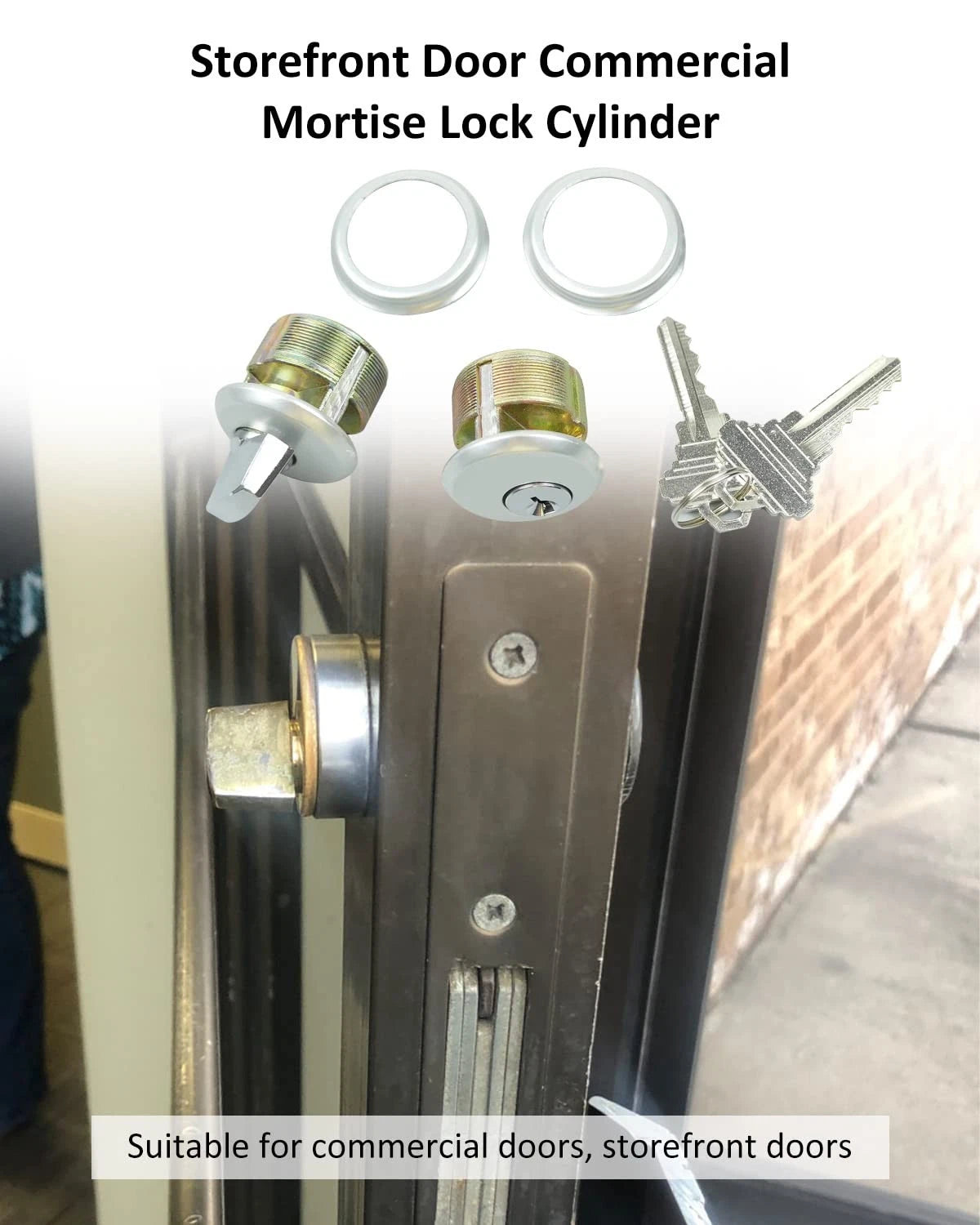 Storefront Door Lock Mortise Commercial Keys & Thumbturn, Silver