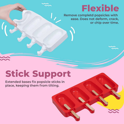 Popsicle Mold, Silicone Ice Pop Molds, 2-Pack Oval Rounded Rectangle