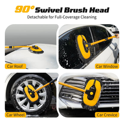 Ordenado 15° Curved Car Wash Brush with Long Handle, 22.8", Black and Yellow