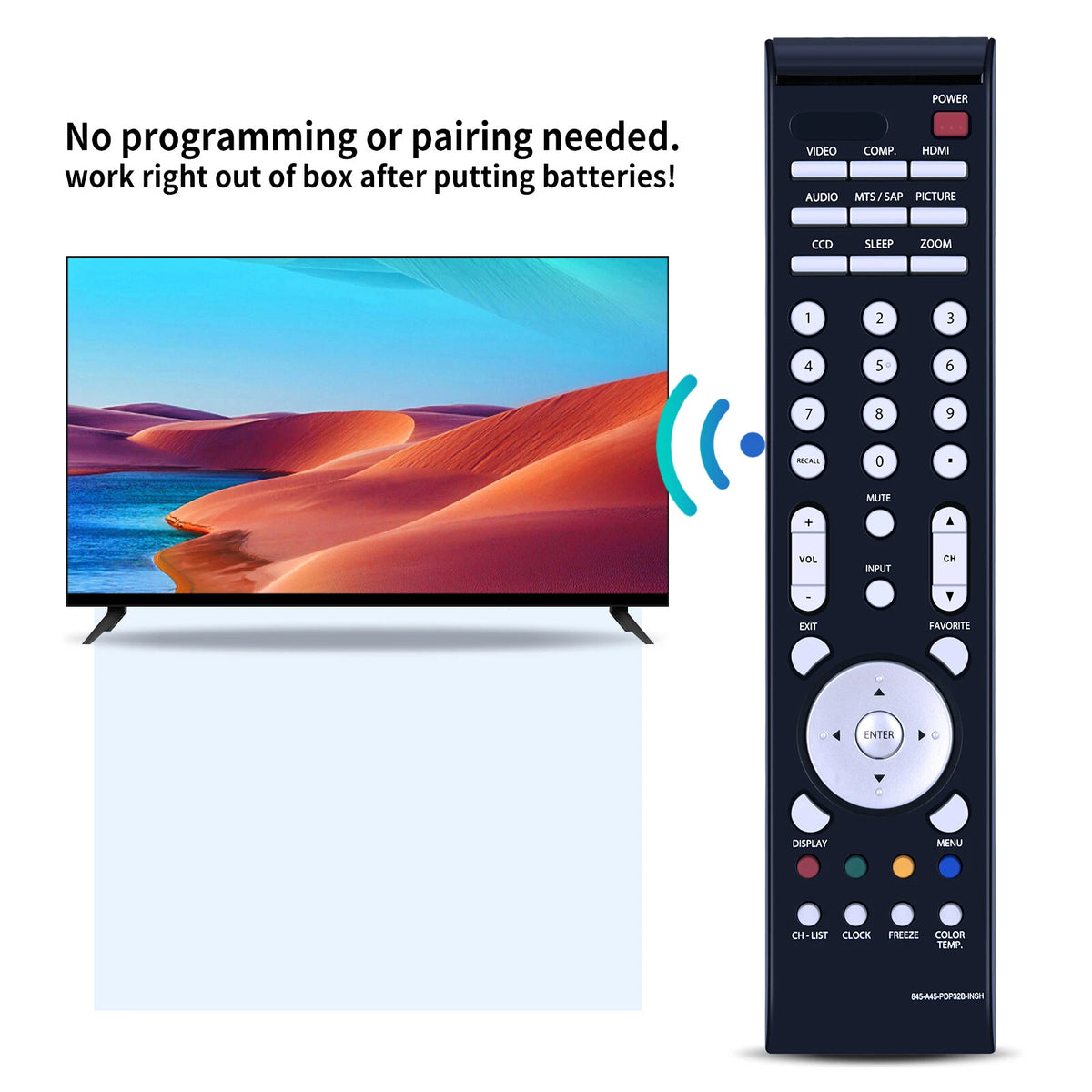 845-A45-PDP32B-INSH Remote Control For Insignia HDTV NS-PDP32-09