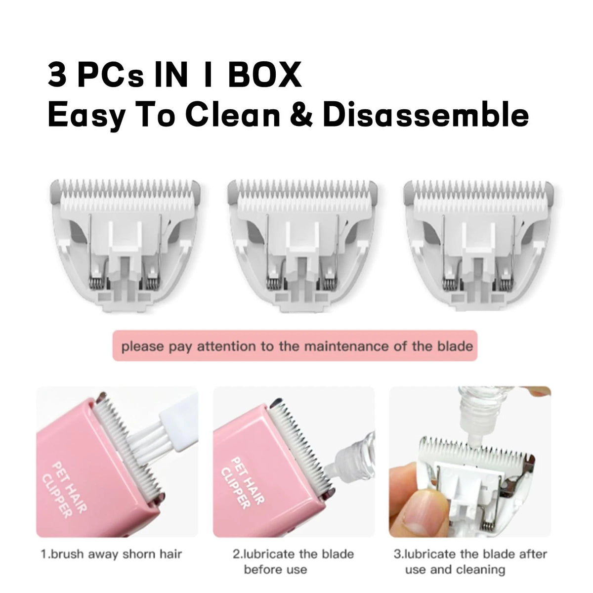 Tileon Replacement for Pet Clippers,3 Packs 3 Piece Set, Tb006-3pc