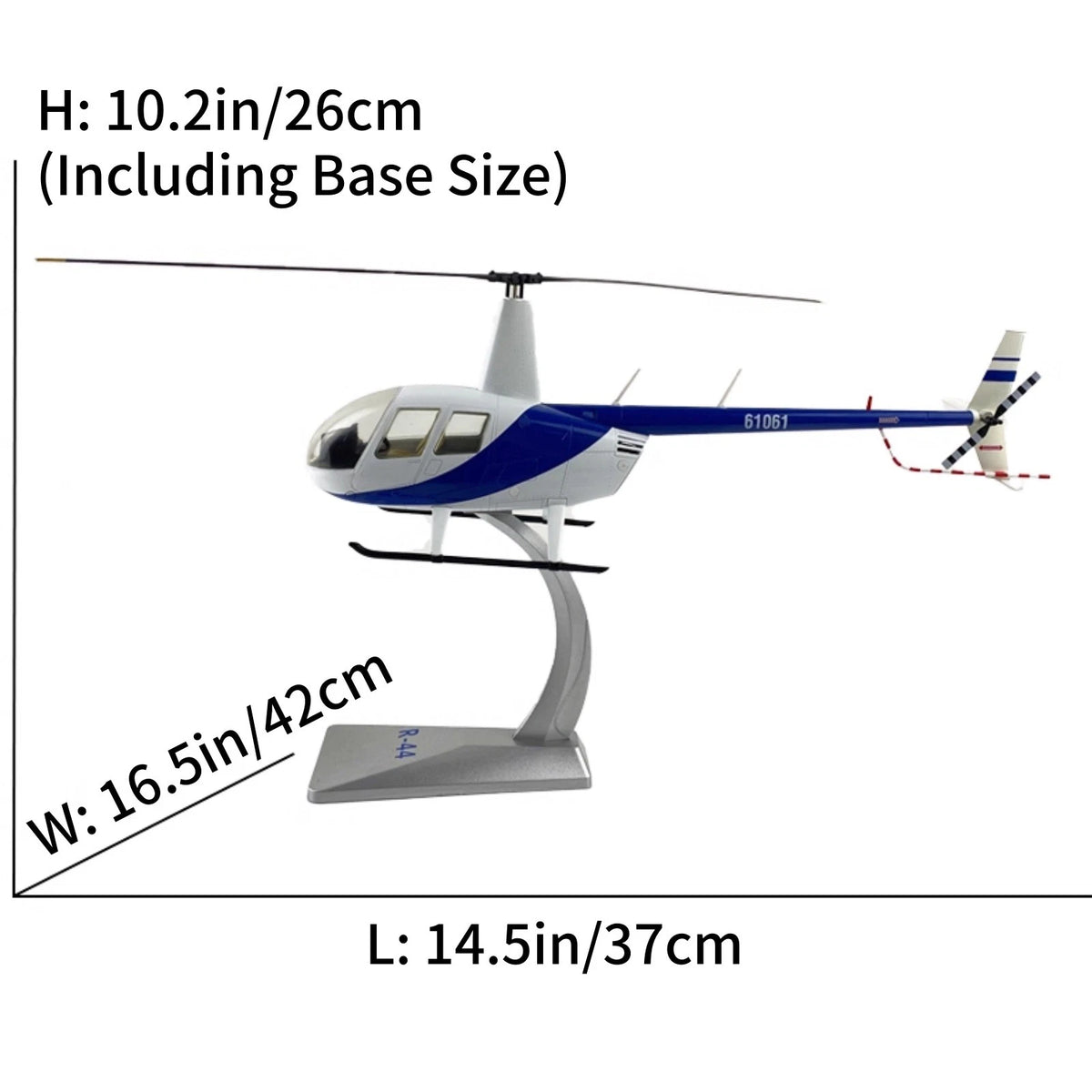 37cm Diecast Alloy 1/32 Scale Robinson R44 Raven Helicopter Desk Model