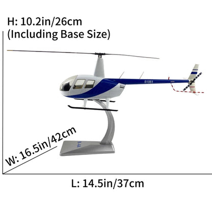 37cm Diecast Alloy 1/32 Scale Robinson R44 Raven Helicopter Desk Model