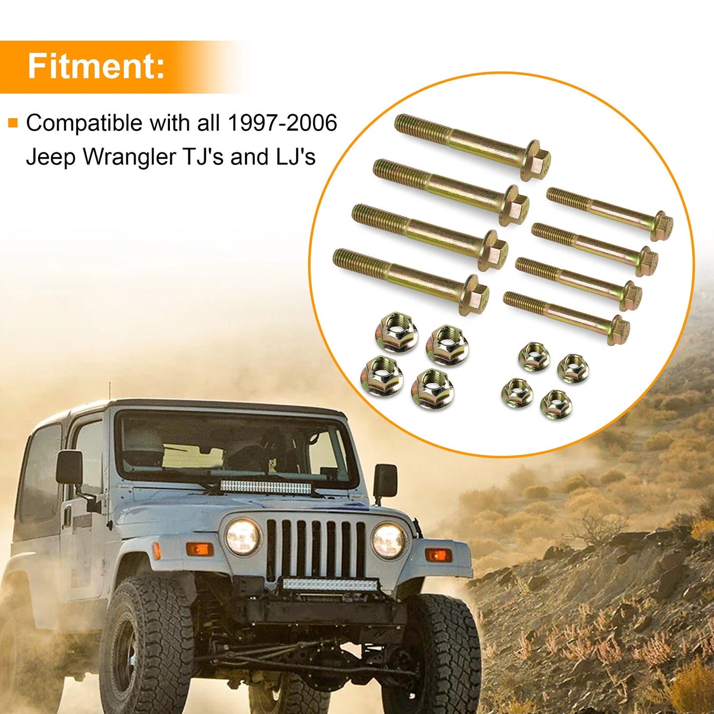 Control Arm Bolts  Compatible with 1997-2006 Jeep Wrangler TJ's and LJ's