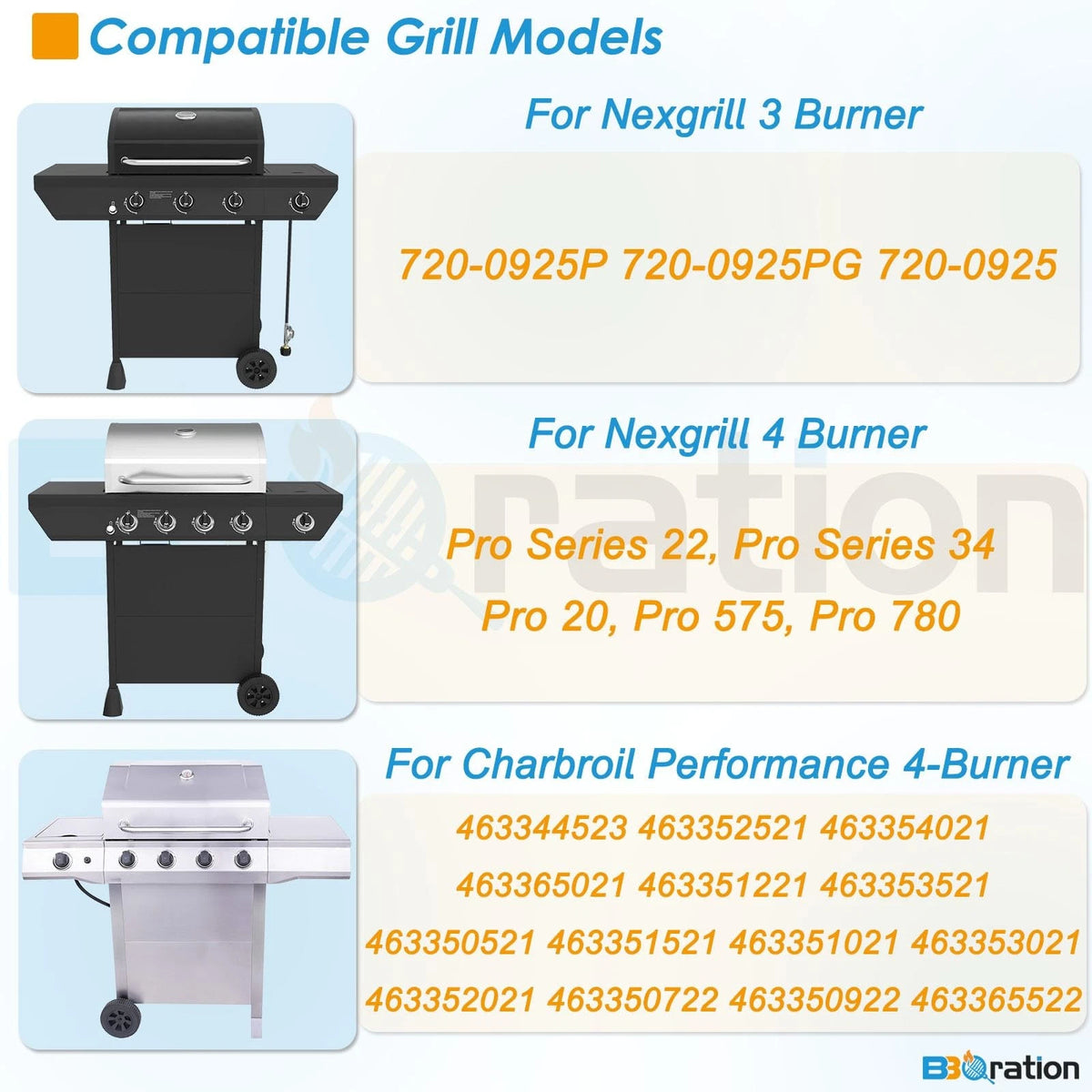 BBQration Grill Parts for Nexgrill 4 Burner 17 x 12 1/4"(720-0925P), Black