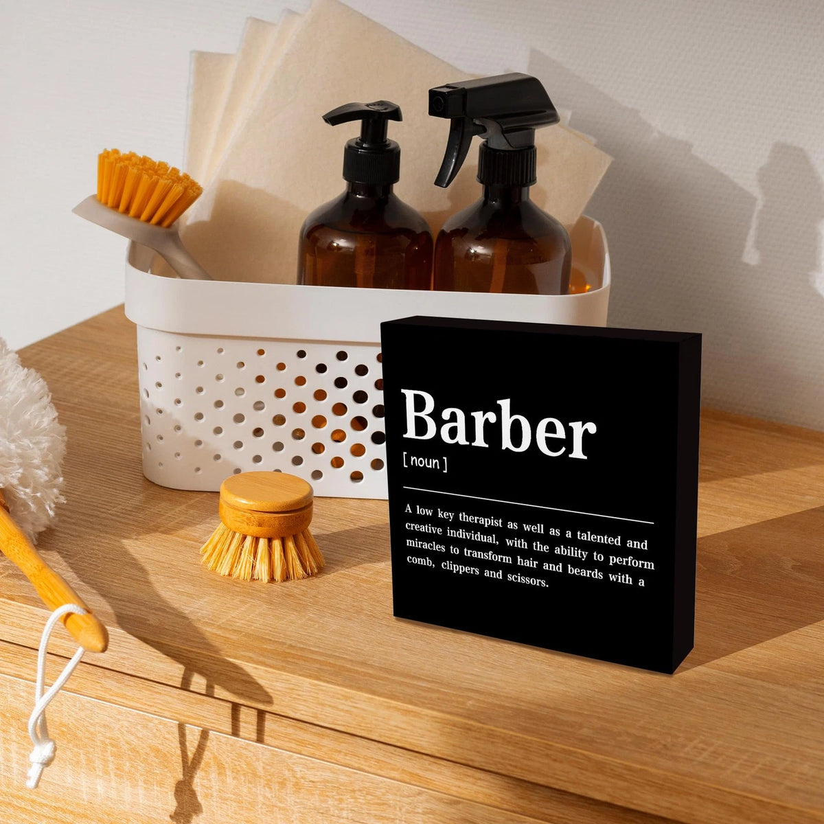 CUANFDDSF Barbershop Hair Salon Decor Wooden Box 5 x 5 inches, Barber - 1