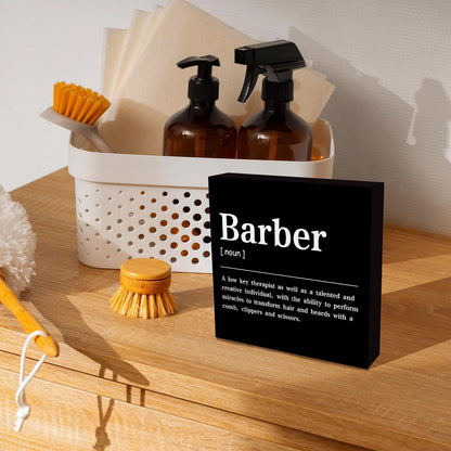 CUANFDDSF Barbershop Hair Salon Decor Wooden Box 5 x 5 inches, Barber - 1