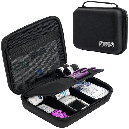 ProCase Diabetic Supplies Hard Large Storage Case(10.5" x 8.5" x 2.8"), Black