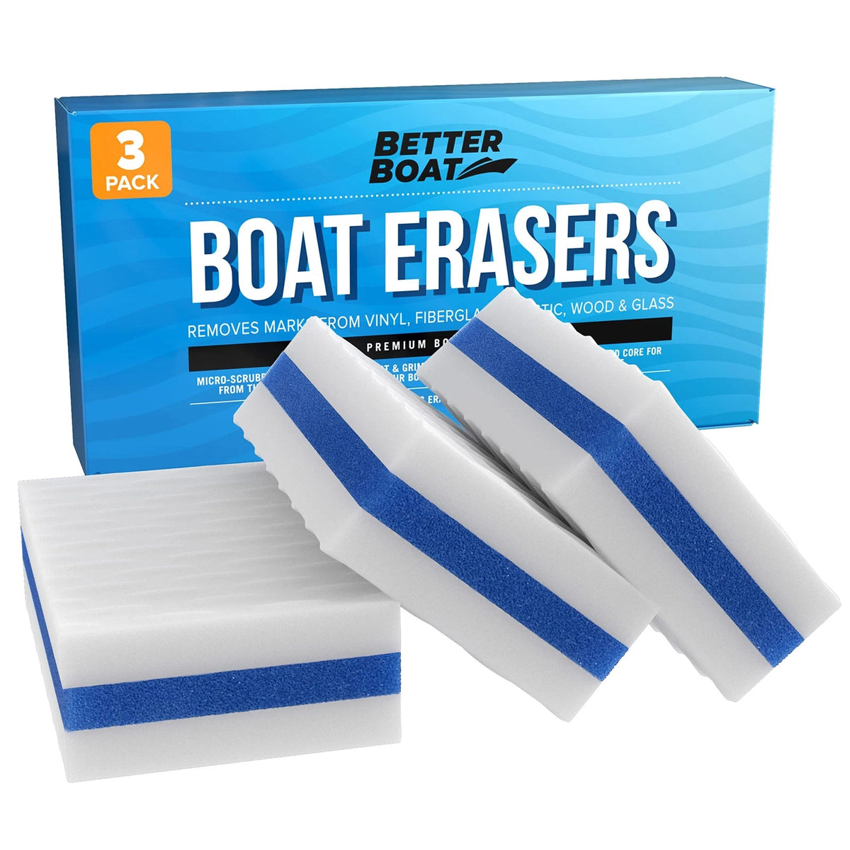 3PK Premium Boat Scuff Erasers, Boating Accessories for 3pack, White
