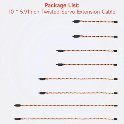 Crazepony Twisted Servo Extension Cable w/Safety Clip - 20AWG 60 Mixed Size