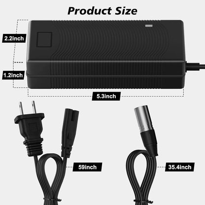 29V 5A 3-Pin Male XLR Connector Battery Charger for Lakematic, Jazzy Black