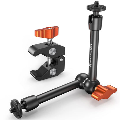 K&F CONCEPT 9.8" Magic Arm Clamp Kit with 1/4" & 3/8" Thread 9.8-Inch, Black