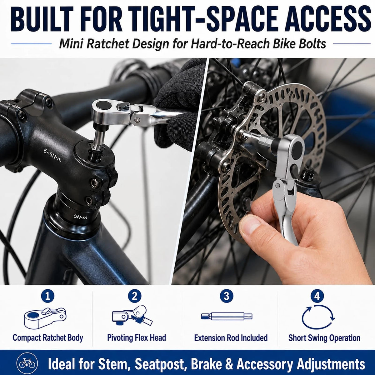 Bike Roadside Repair Kit with Mini Ratchet Tool, Chain Breaker and CO2...