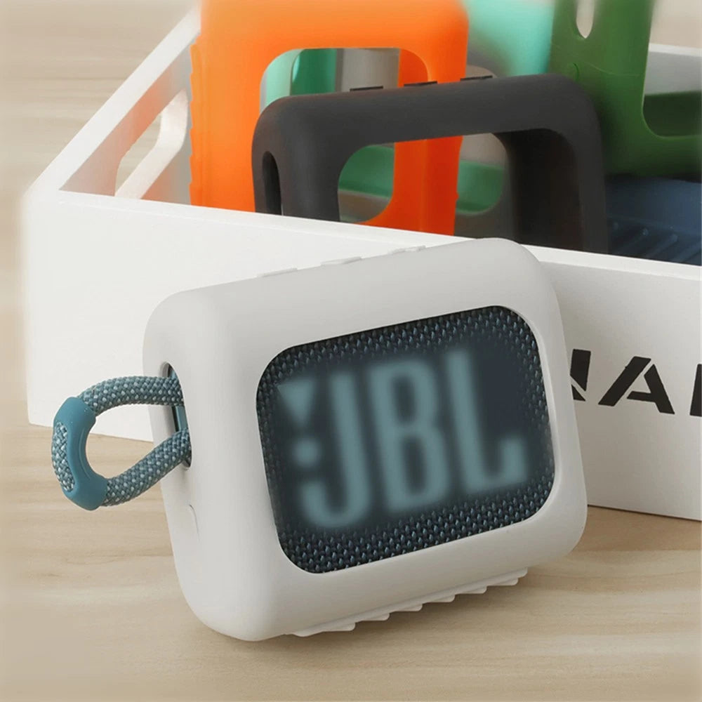 Gray Silicone Case w/ Carabiner Fits For JBL GO3 GO 3 Bluetooth Speaker xx