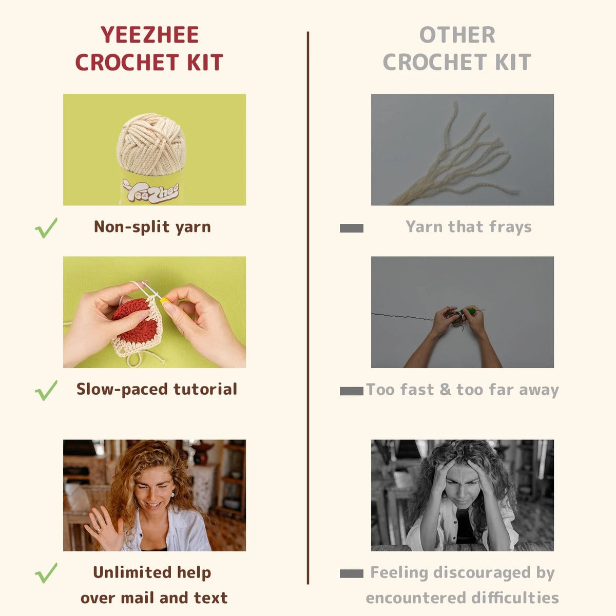 Yeezhee Crochet Kit for Beginners, Granny Square Starter Small, Heart